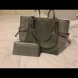 Silver Michael Kors Purse and Wallet